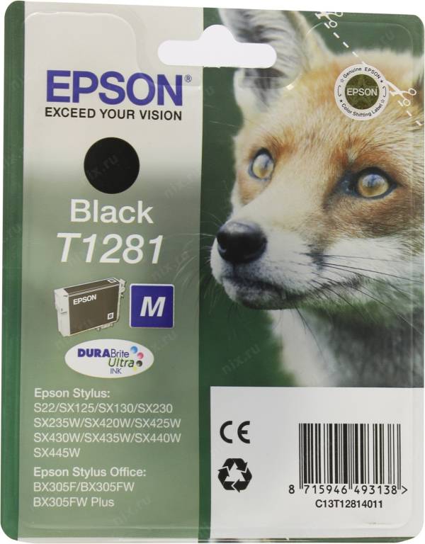   Epson T12814011 Black  EPS S22/SX125/420W/425W/BX305F/305FW
