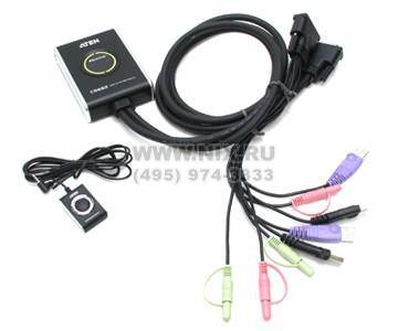 купить Переключатель KVM 2-port ATEN [CS682-B] USB 2.0 DVI (клавиатура USB+мышьUSB+VGA15pin+Audio,ПДУ