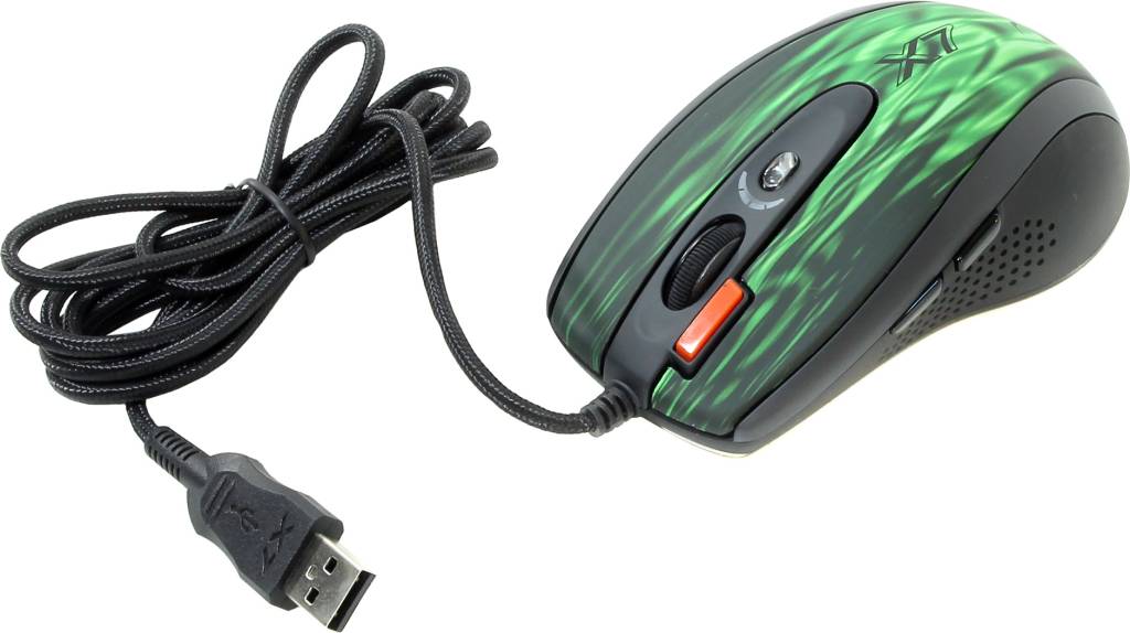   USB A4-Tech Game Laser Mouse [XL-750BK-Green Fire] (3600dpi) (RTL) 7.( )