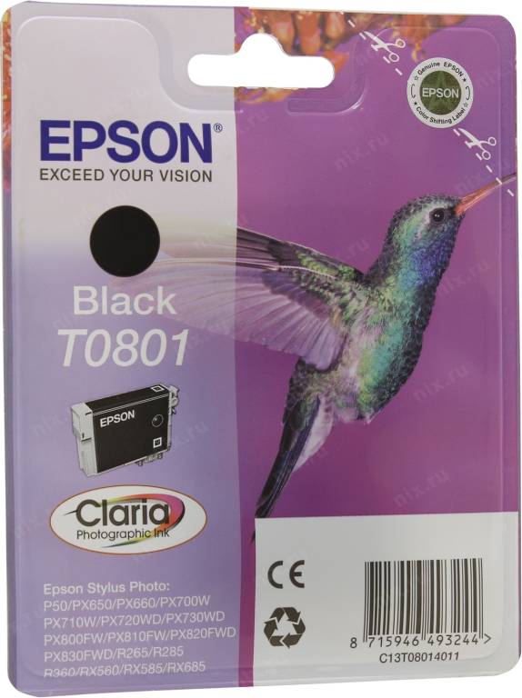   Epson T08014010 Black  EPS ST P50,PX650/700W/710W/800FW/810FW,R265/285/360,RX560/585/685