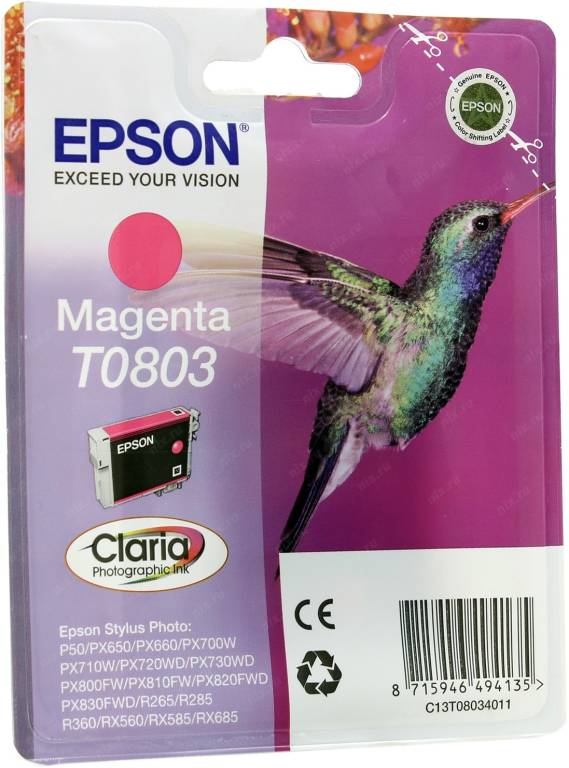   Epson T08034010 Magenta  EPS ST P50,PX650/700W/710W/800FW/810FW,R265/285/360,RX560/585/6