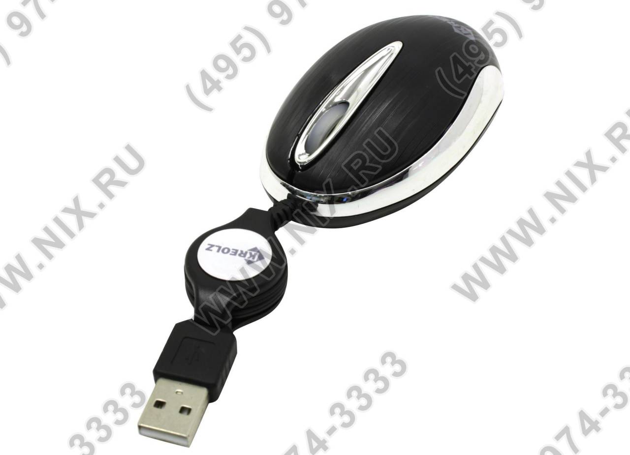   USB Kreolz Optical Mouse [MC56b] Black (RTL) 3.( ),Retractable, 