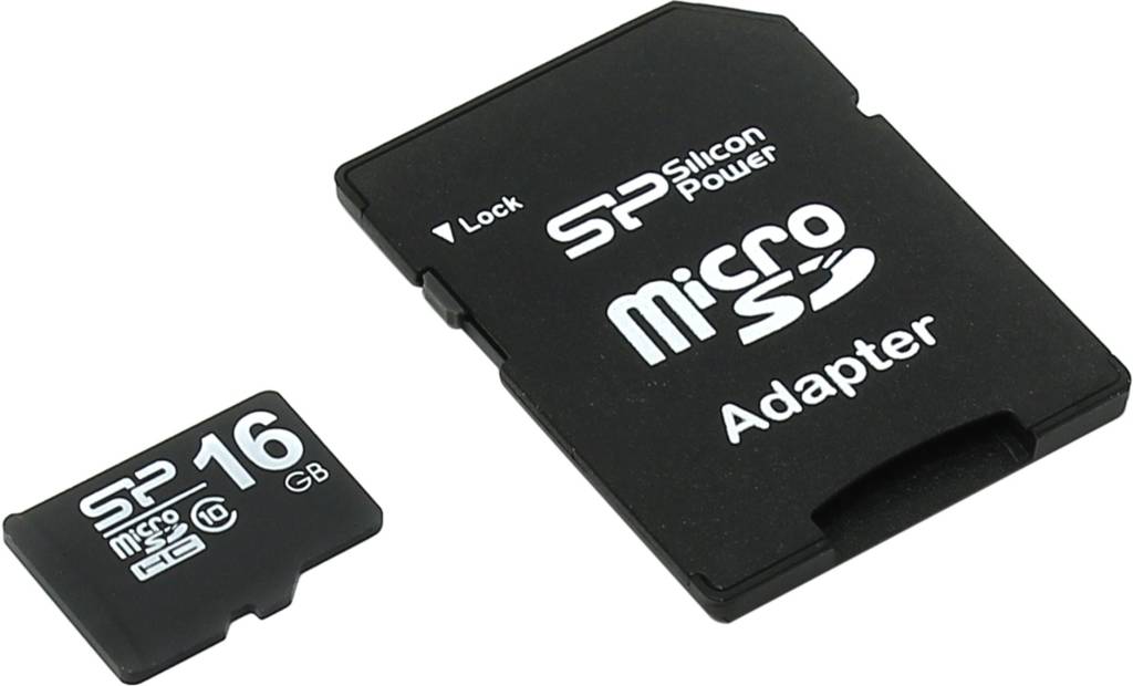    microSDHC 16Gb Silicon Power [SP016GBSTH010V10-SP] Class10+microSD-- >SD Adapt