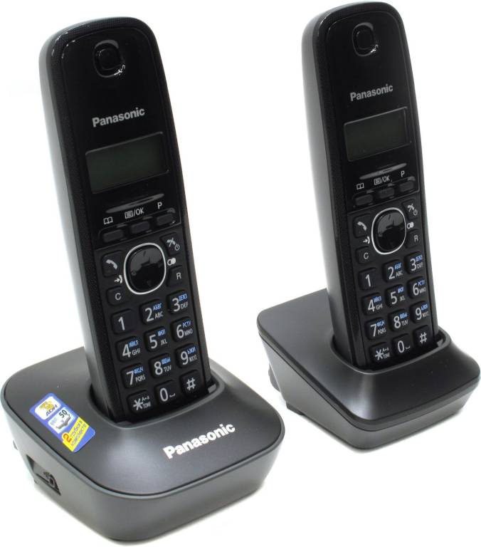 купить Радиотелефон Panasonic KX-TG1612RUH [Black-Grey] (2 трубки с ЖК диспл., DECT)