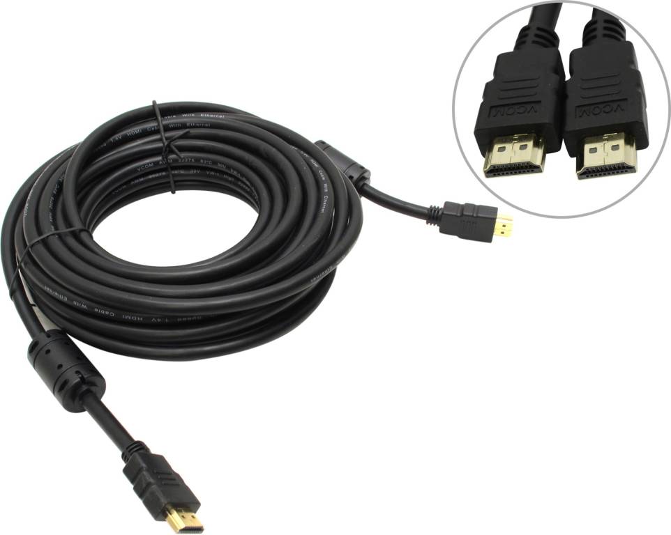 купить Кабель HDMI to HDMI (19M -19M) 10.0м (2 фильтра) v1.4V+3D VCOM VHD6020D-10м