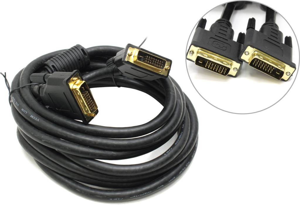 купить Кабель для монитора DVI-I Dual Link (25M -25M)  3.0м (2 фильтра) VCOM VDV6300-3м
