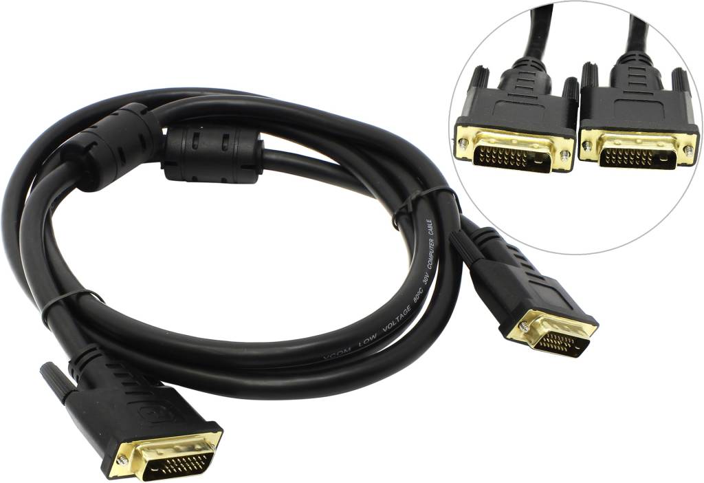 купить Кабель для монитора DVI-I Dual Link (25M -25M)  1.8м (2 фильтра) VCOM VDV6300-1.8м