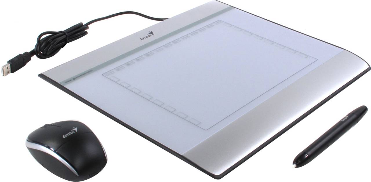   Genius MousePen i608X (6 x 8, 2560 lpi, 1024 , USB)+Cordless Mouse 3btn.+Roll