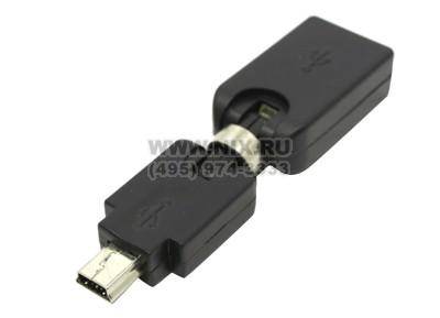 купить Переходник USB AF - > miniUSB BM поворотный в двух плоскостях  !!! ТОЛЬКО СКЛАД !!!
