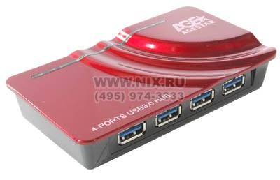   USB3.0 HUB 4-port AgeStar [3UH1 Red] + ..