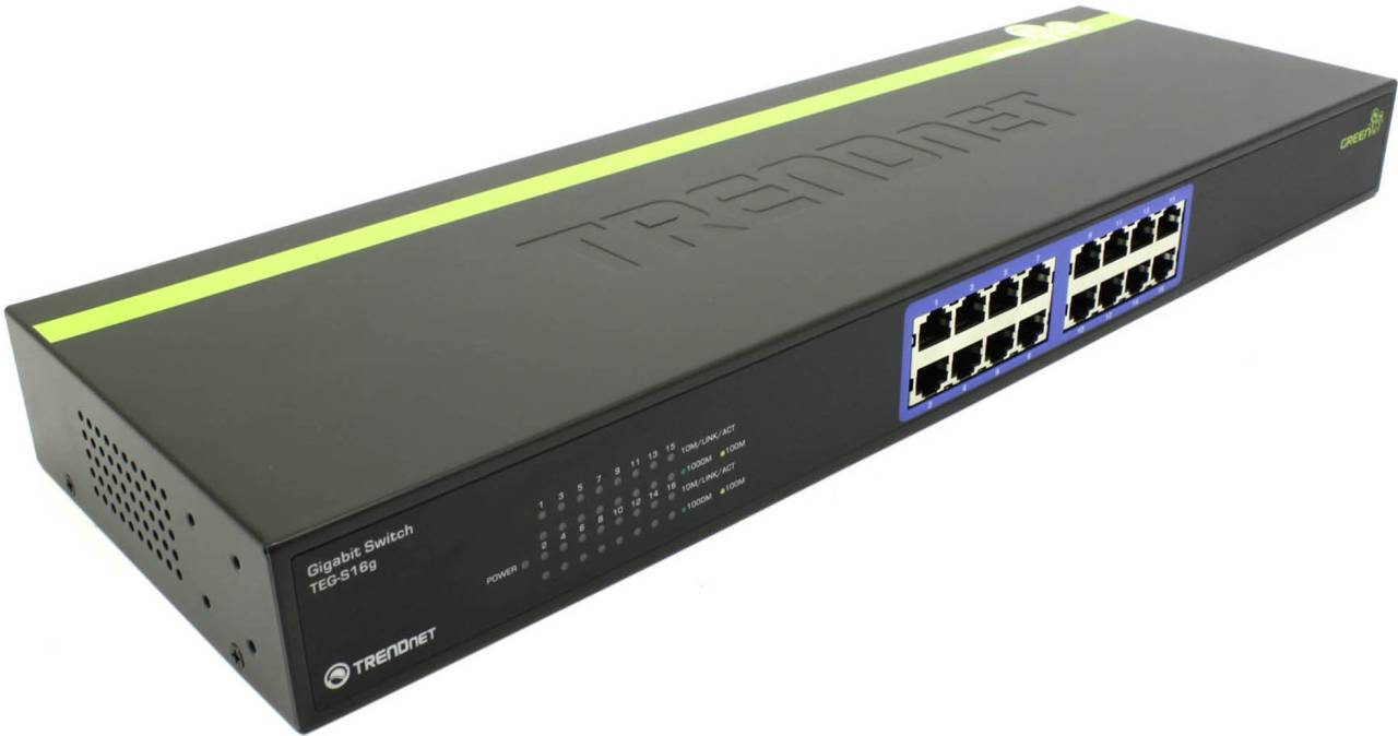   16-. TRENDnet [TEG-S16G] 16-port Gigabit GREENnet Switch (16UTP-10/100/1000 Mbps)