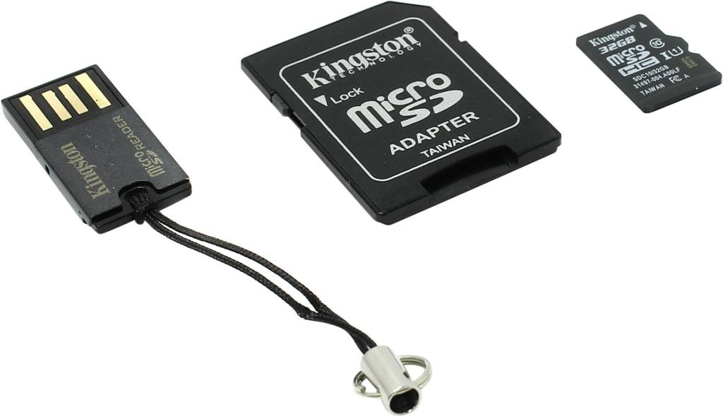    microSDHC 32Gb Kingston [MBLY10G2/32GB] Class10+microSD-- >SD+USB-microSD