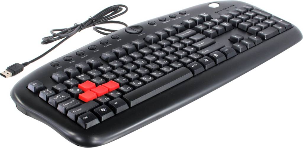   USB A4-Tech Gaming Keyboard [KB-28G-1 Black] 104+12 /