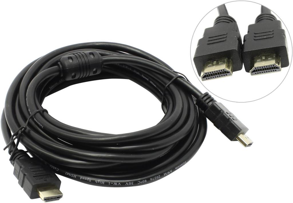купить Кабель HDMI to HDMI (19M -19M)  5.0м v1.4b (2 фильтра) Telecom