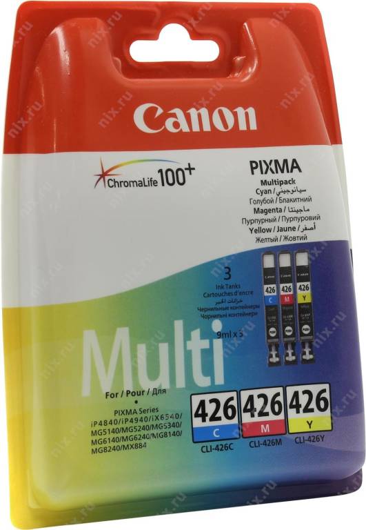 купить Картридж Canon CLI-426 ChromaLife Pack [4557B005] набор чернильниц CLI-426 C/M/Y