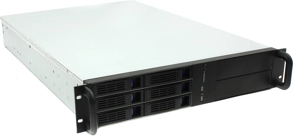   E-ATX Server Case 2U Procase [ES206-SATA3-B-0] Black 6xHotSwap SAS/SATA,  