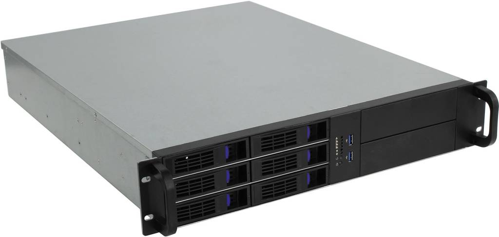   ATX Server Case 2U Procase [ ES206S-SATA3-B-0] Black 6xHotSwap SAS/SATA,  