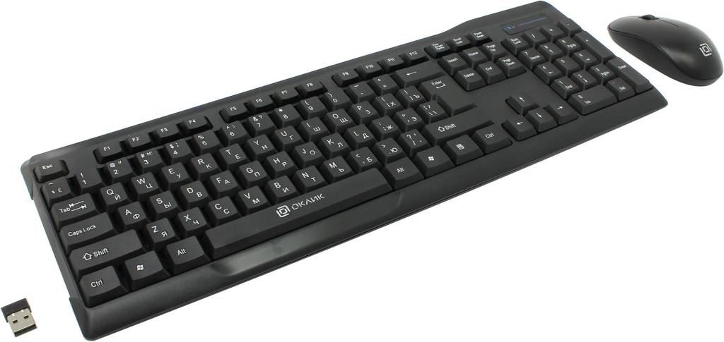 купить Набор OKLICK Wireless Keyboard & Optical Mouse[230M](Ergo,М/Мед,USB,FM+Мышь 5кн,Roll,USB,FM