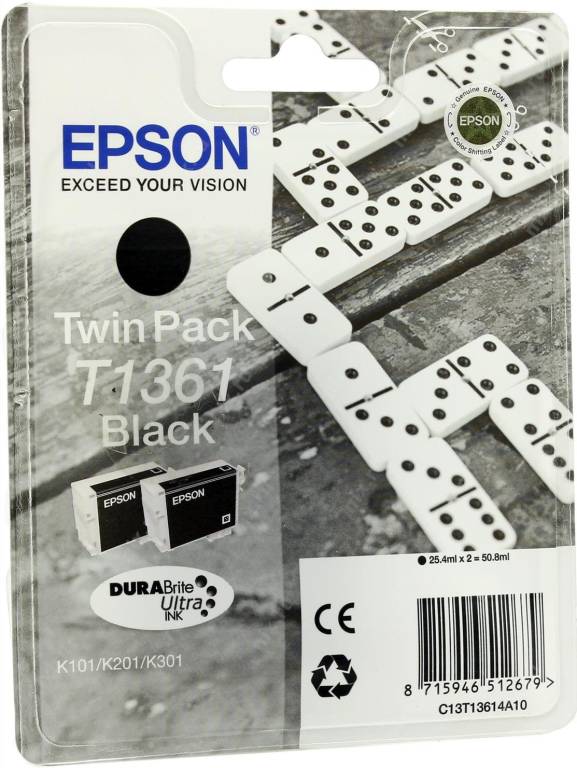   Epson T1361 [C13T13614A10] Black  EPS K101/201/301