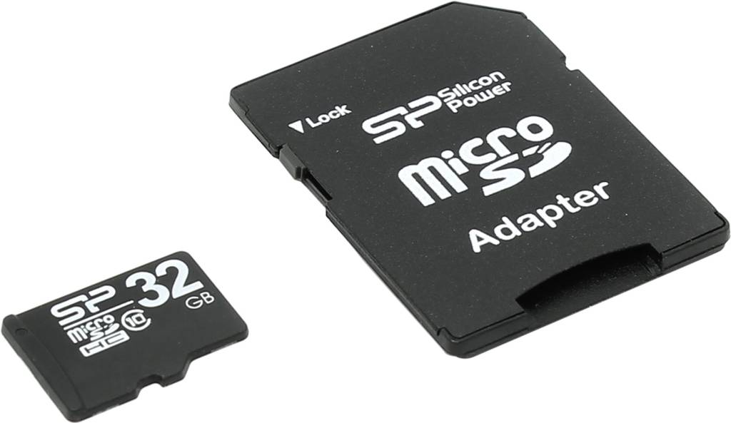    microSDHC 32Gb Silicon Power [SP032GBSTH010V10-SP] Class10+microSD-- >SD Adapt