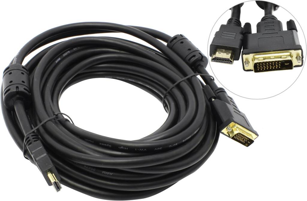 купить Кабель HDMI to DVI-D Dual Link (19M -25M) 10.0м (2 фильтра) Telecom