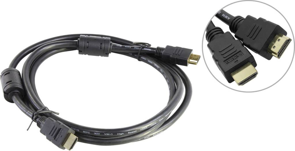 купить Кабель HDMI to HDMI (19M -19M)  1.8м (2 фильтра) v1.4 AOpen [ACG511D-1.8м]