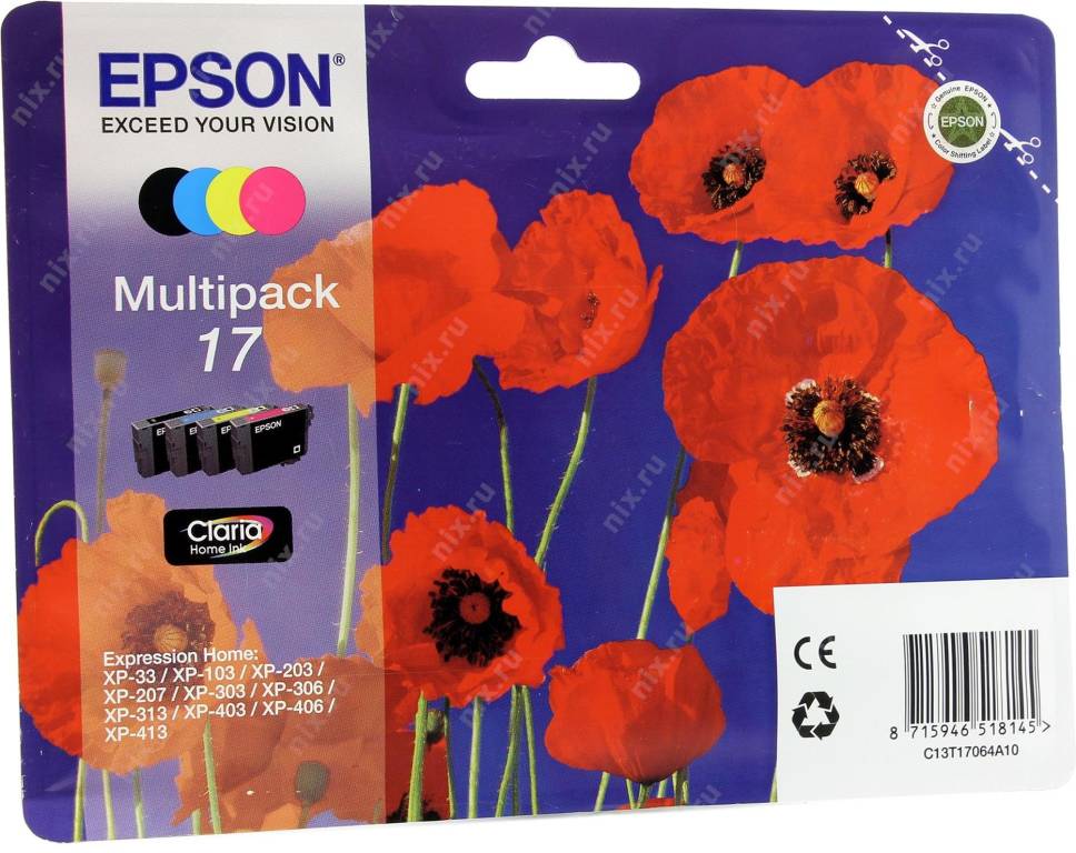   Epson T17064A10 (C13T...) 17 Multipack (B/Y/C/M)  Expression Home XP-33/103/20