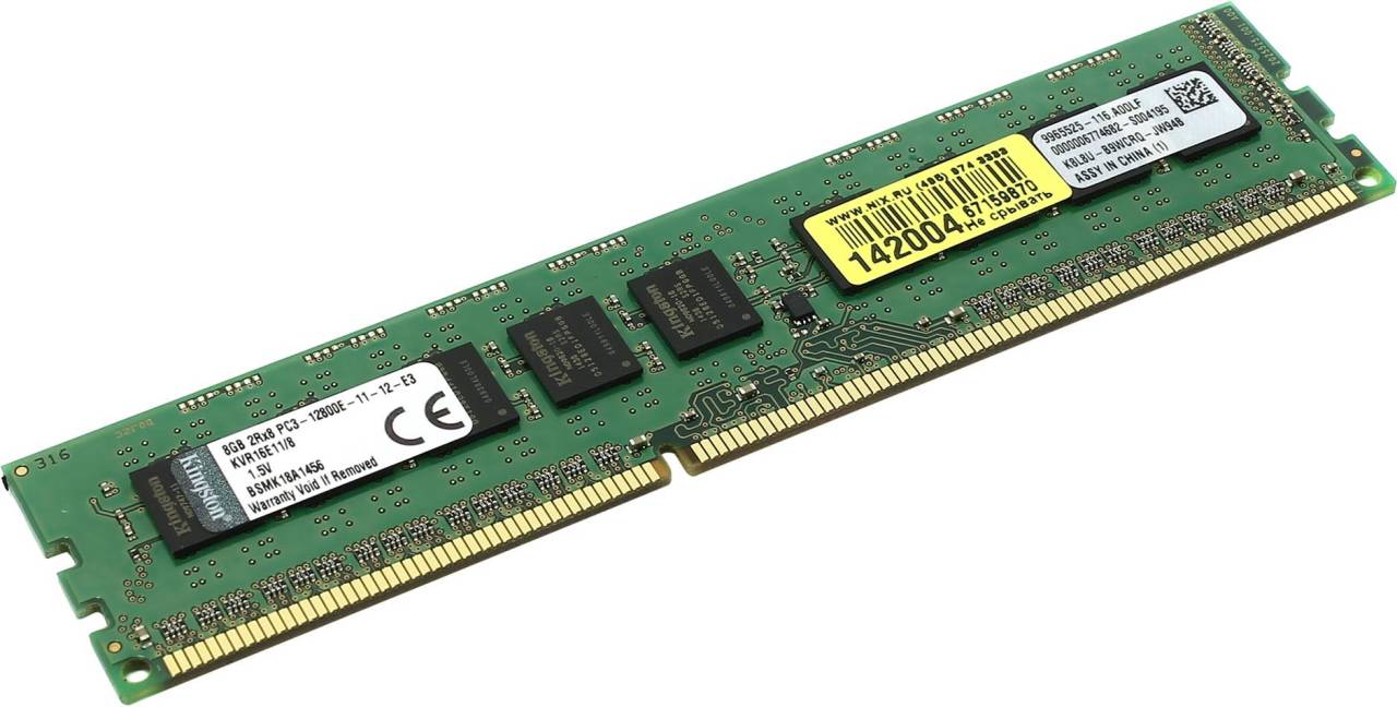    DDR3 DIMM  8Gb PC-12800 Kingston ValueRAM [KVR16E11/8] CL11 ECC