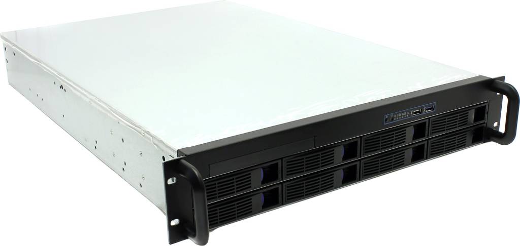   E-ATX Server Case 2U Procase [ES208-SATA3-B-0] Black 8xHotSwap SAS/SATA,  
