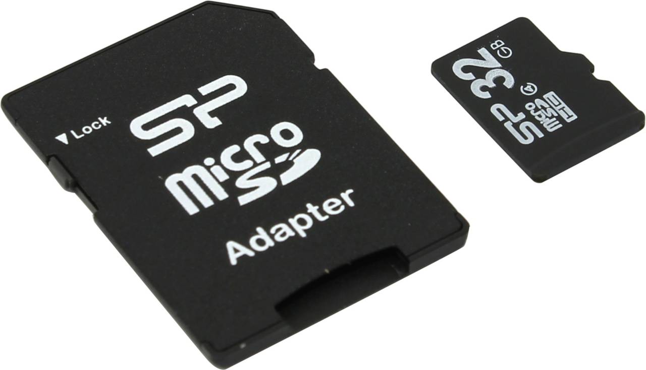    microSDHC 32Gb Silicon Power [SP032GBSTH004V10-SP] Class4+microSD-- >SD Ad