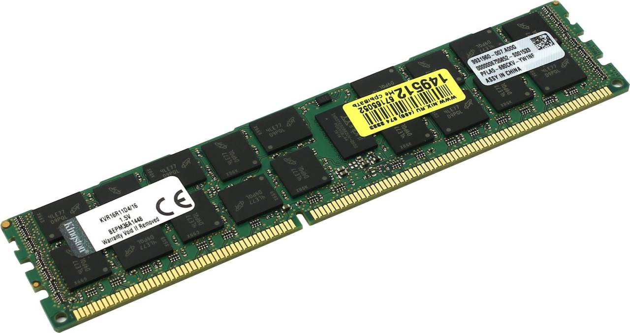    DDR3 DIMM 16Gb PC-12800 Kingston ValueRAM [KVR16R11D4/16] ECC Registered with Parit