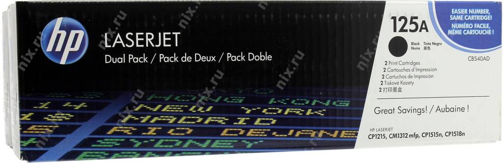  - HP CB540AD 125 Black (Dual Pack)  LJ CP1215/1515N/1518Ni 2200 .