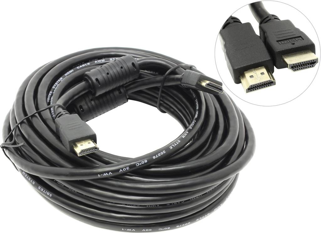 купить Кабель HDMI to HDMI (19M -19M) 10.0м (2 фильтра) v1.4 5bites [APC-014-100]