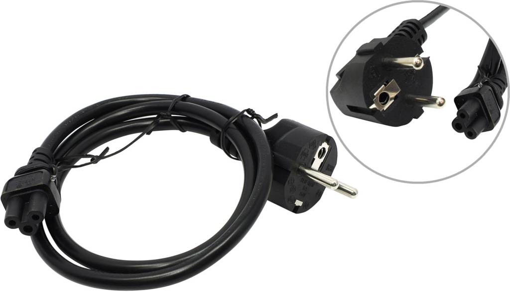купить Сетевой кабель  0.75 м (для ноутбуков, с заземлением) IEC-320-C5 - розетка 220V (Евро) Hama [78481]