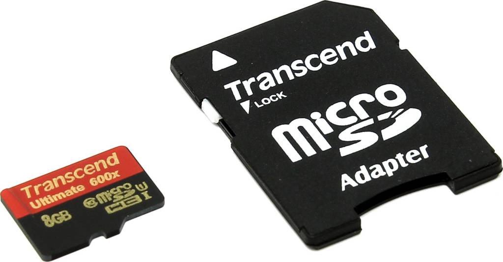    microSDHC  8Gb Transcend [TS8GUSDHC10U1] Class10 + microSD-- >SD Adapter
