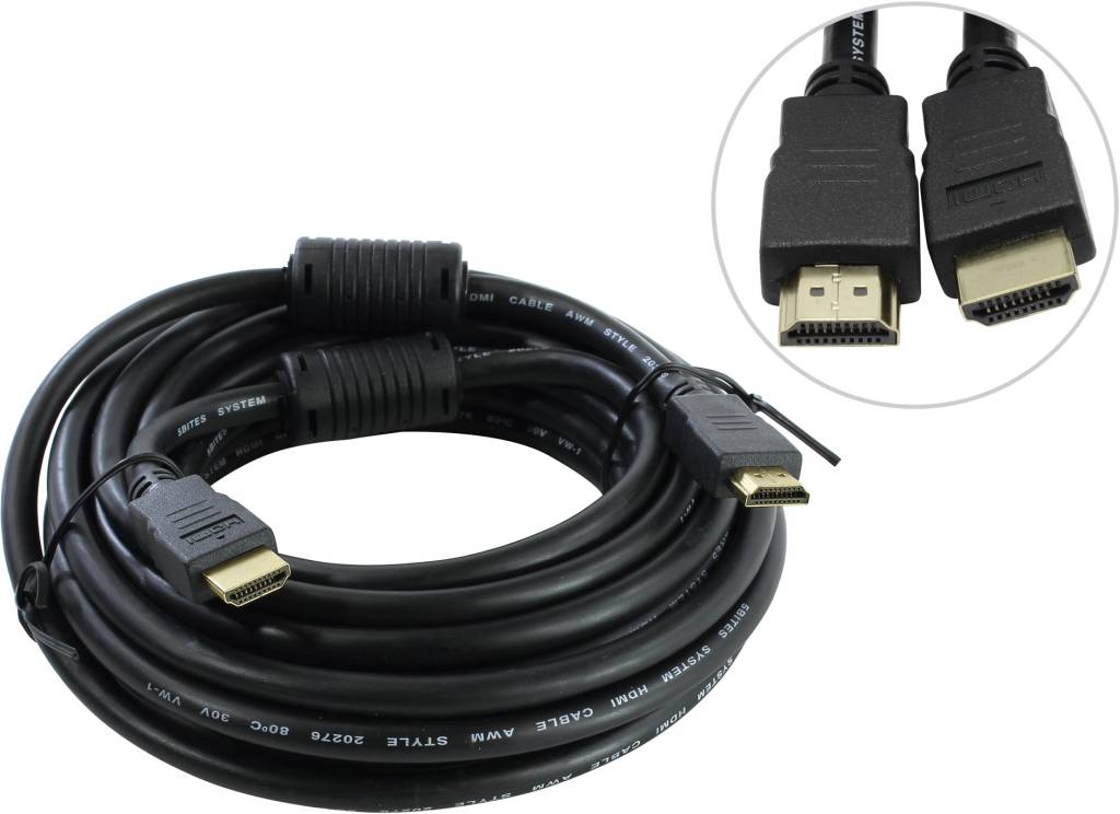 купить Кабель HDMI to HDMI (19M -19M)  7.5м v1.4 (2 фильтра) 5bites [APC-014-075]