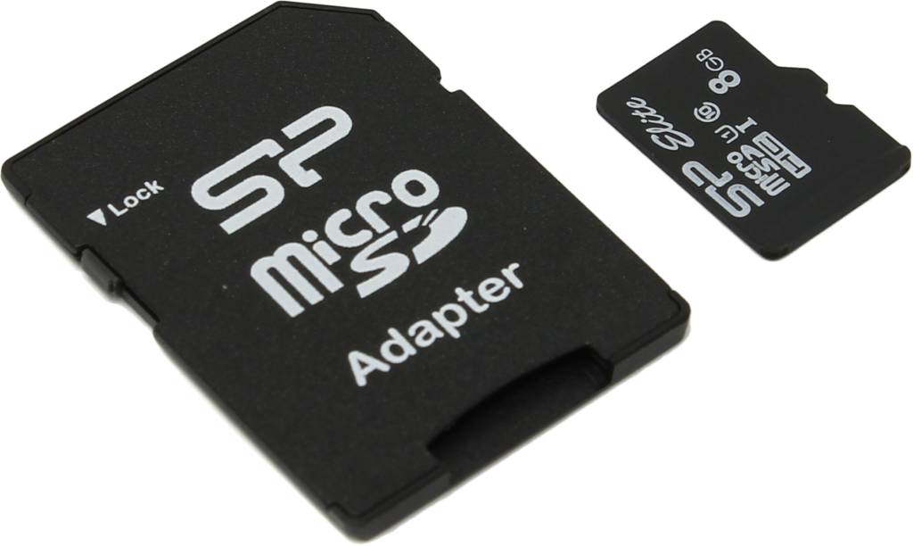    microSDHC  8Gb Silicon Power [SP008GBSTHBU1V10-SP] UHS-I+microSD-- >SD Adapter