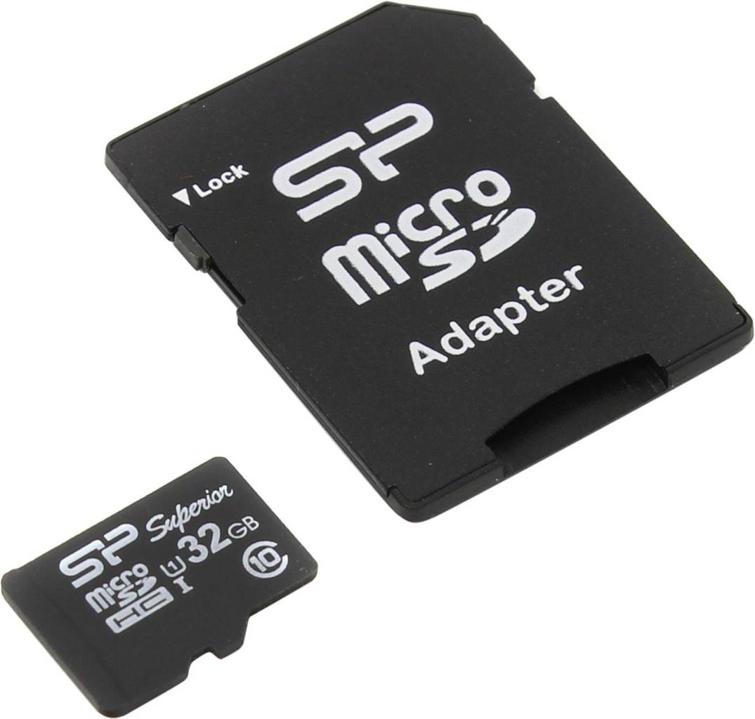    microSDHC 32Gb Silicon Power [SP032GBSTHDU1V10-SP] UHS-1+microSD-- >SD Adapter