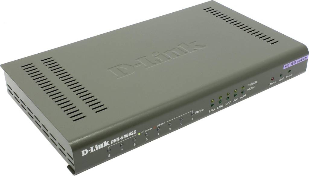 купить Маршрутизатор D-Link [DVG-5008SG] VoIP Gateway+Router с подд-ой SIP(4UTP 10/100/1000 Mbps,1WAN,8