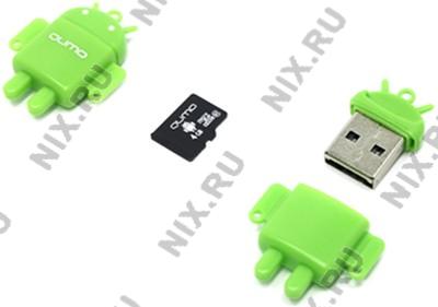    microSDHC 4Gb Qumo Fundroid[QM4GCR-MSD10-FD-GRN] Class10+USB microSD Reader