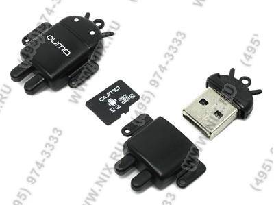    microSDHC 32Gb Qumo Fundroid [QM32GCR-MSD10-FD-BLK] Class10+USB microSD Reader