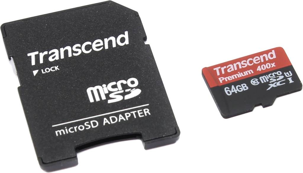    microSDXC 64Gb Transcend [TS64GUSDU1] UHS-I Class10 + microSD-- >SD Adapter