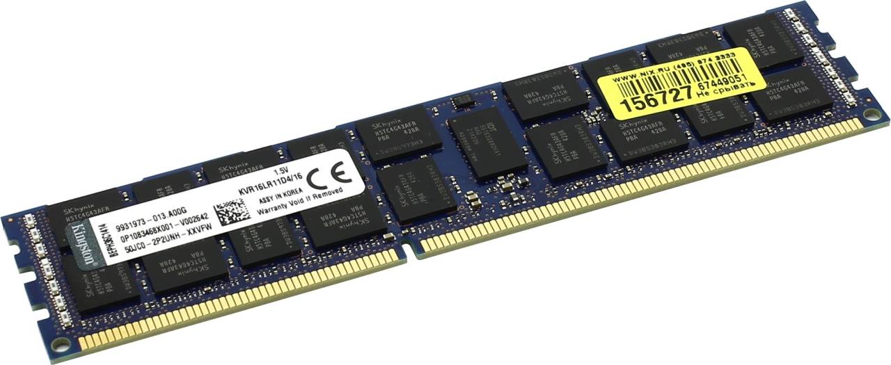    DDR3 DIMM 16Gb PC-12800 Kingston ValueRAM [KVR16LR11D4/16] ECC Registered w