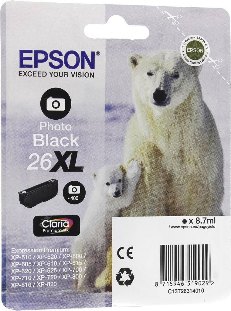   Epson T2631 [C13T26314010] 26XL Black Photo  XP-600/605/700/800
