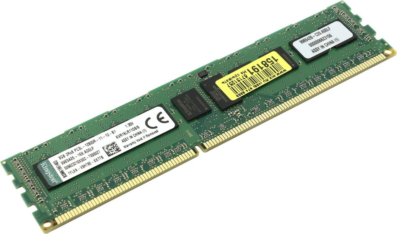    DDR3 DIMM  8Gb PC-12800 Kingston ValueRAM [KVR16LR11D8/8] ECC Registered with Parit