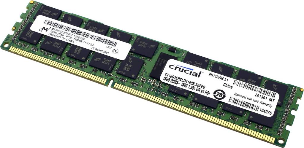    DDR3 DIMM 16Gb PC-12800 Crucial [CT16G3ERSLD4160B] ECC Registered, Low Voltage