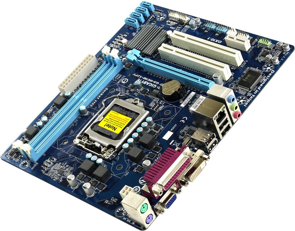    LGA1155 GigaByte GA-H61M-S2PV rev2.2/2.3(RTL)[H61]PCI-E+Dsub+DVI+GbLAN SATA MicroA