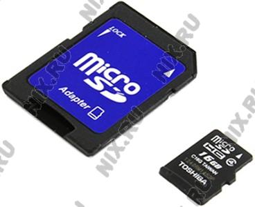    microSDHC 16Gb Toshiba [SD-C16GJ(BL5A)] Class4 + microSD-- >SD Adapter