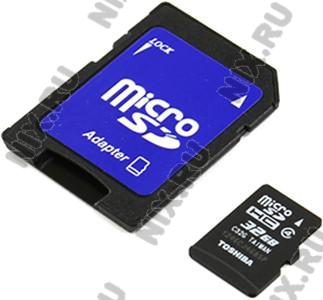    microSDHC 32Gb Toshiba [SD-C32GJ(BL5A)] Class4 + microSD-- >SD Adapter