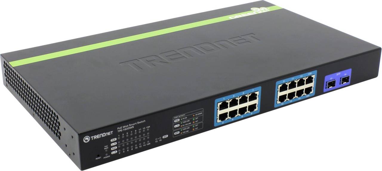   TRENDnet[TPE-1620WS]16-port Gigabit Web Smart PoE+Switch(16port 10/100/1000Mbps+2Combo 10